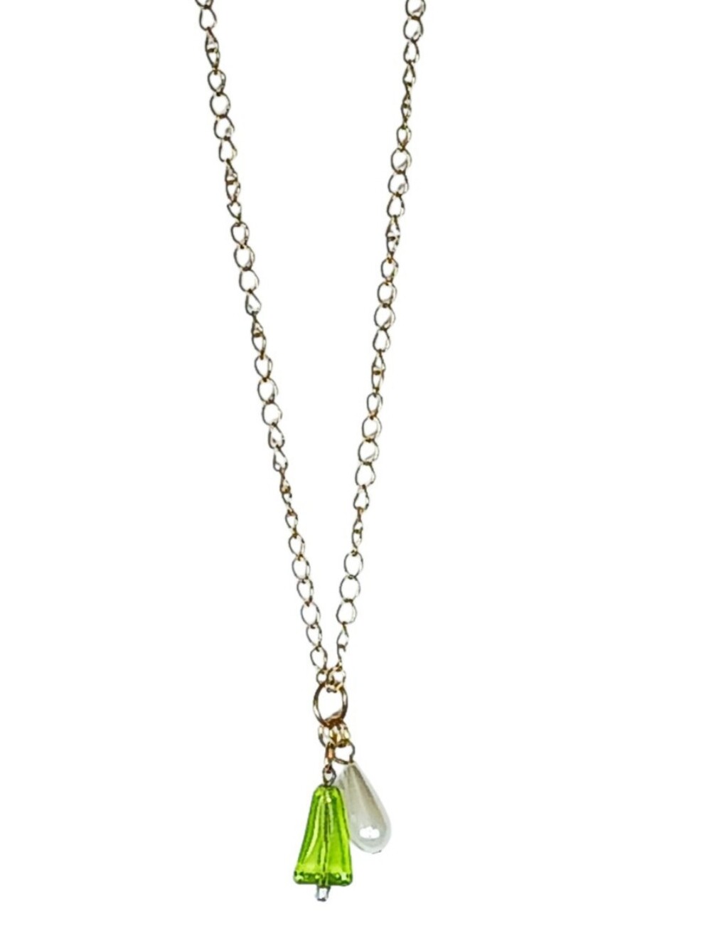 Vintage Pearl & Green Charm Gold  Neutral Unisex Y2K 00s 2000s Grunge 90s 1990s